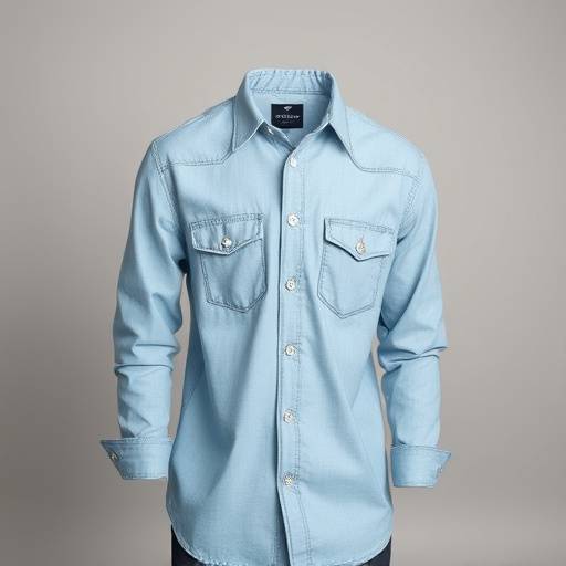 Camisa jeans clara, versátil para diversas ocasiões.